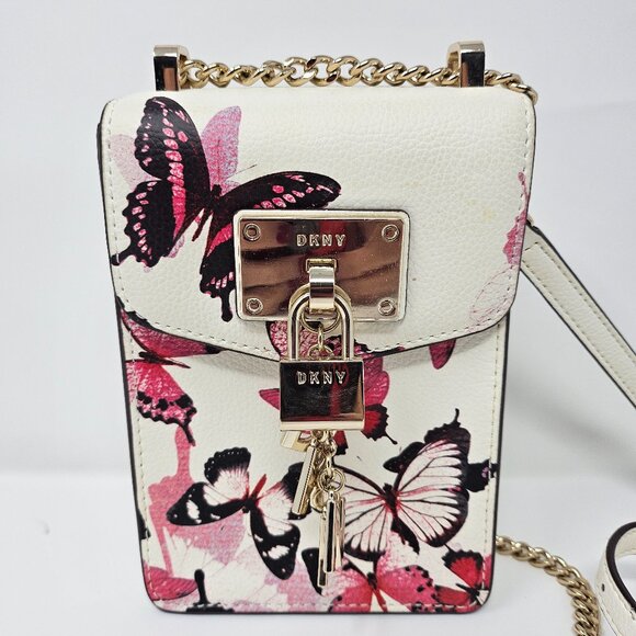 Dkny Handbags - DKNY Elisa North-South Butterfly print leather crossbody mini bag